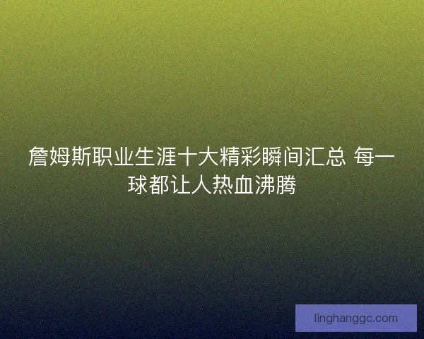 詹姆斯职业生涯十大精彩瞬间汇总 每一球都让人热血沸腾