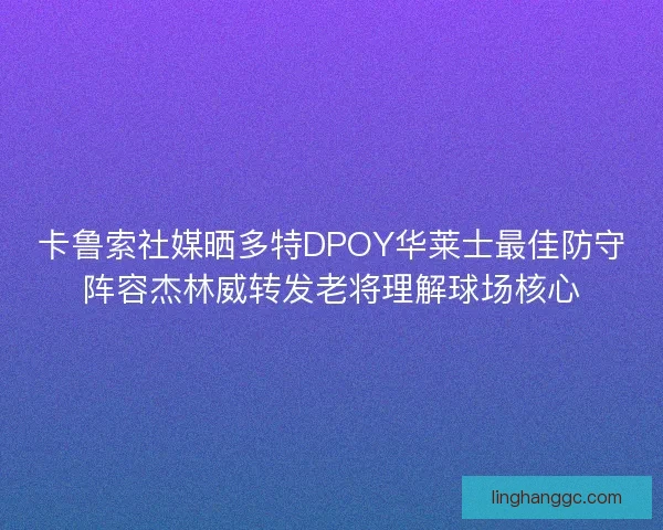 卡鲁索社媒晒多特DPOY华莱士最佳防守阵容杰林威转发老将理解球场核心