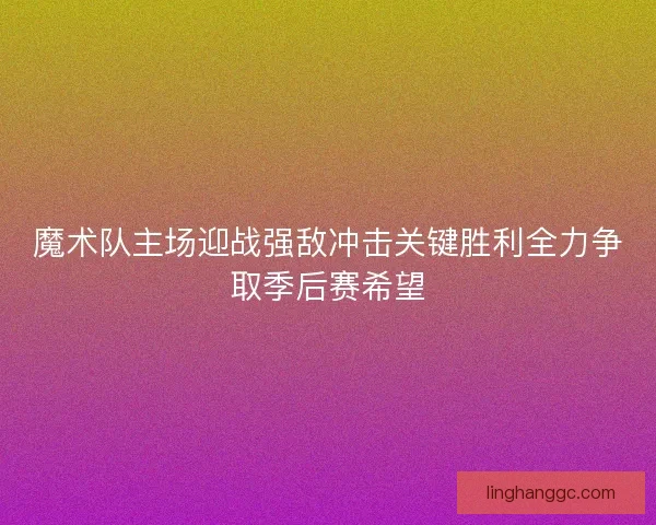 魔术队主场迎战强敌冲击关键胜利全力争取季后赛希望