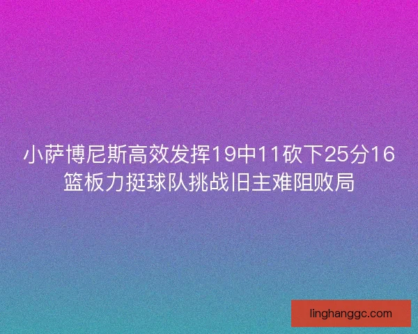 小萨博尼斯高效发挥19中11砍下25分16篮板力挺球队挑战旧主难阻败局 小萨博尼斯高效发挥19中11砍下25分16篮板力挺球队挑战旧主难阻败局